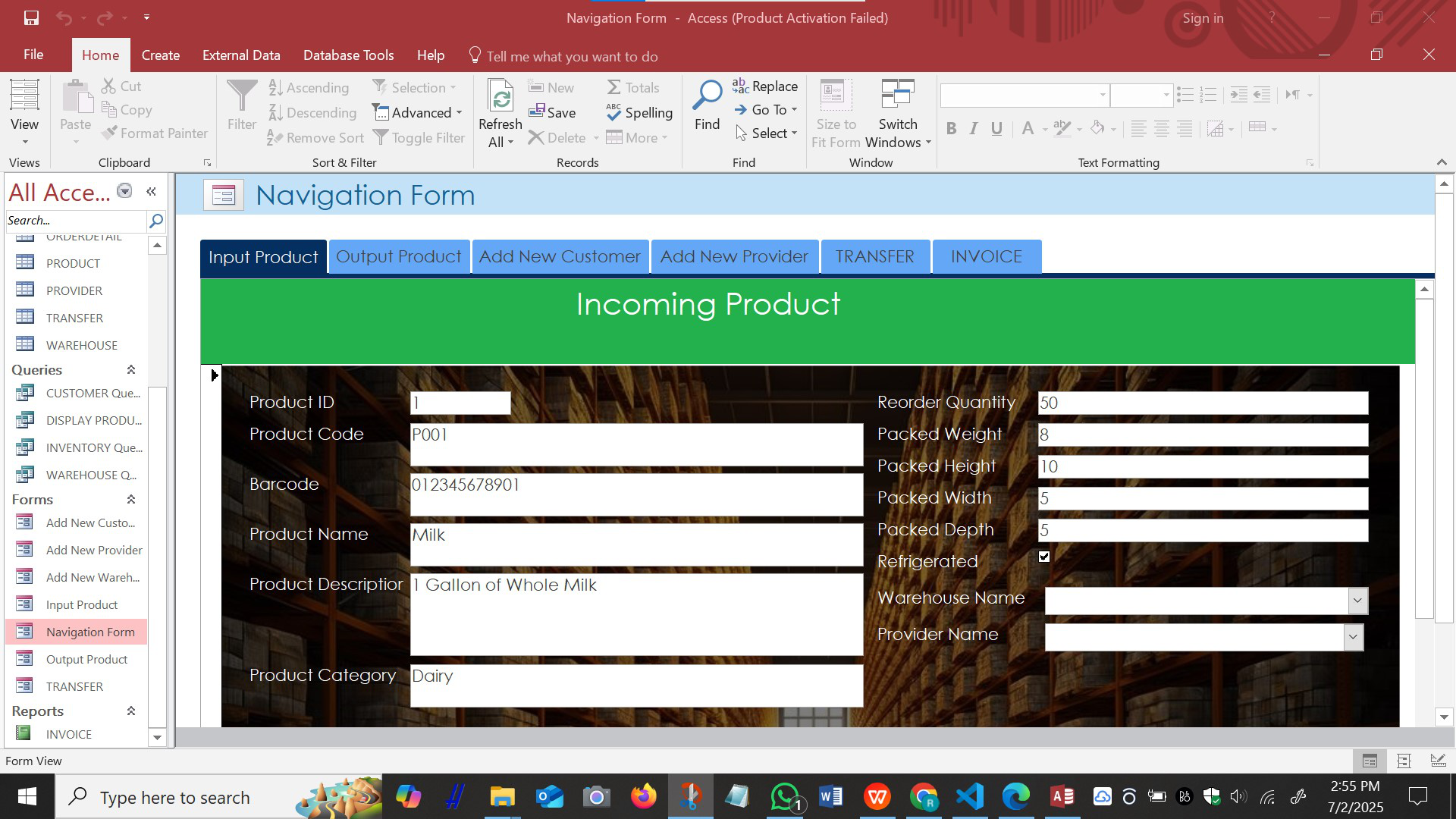 MS Access GUI
